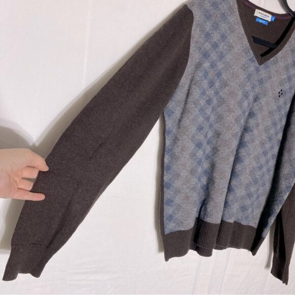 Burlington Brown Blue Tan Extra Fine Lambswool V Neck Pullover Light Sweater XL - Picture 9 of 12